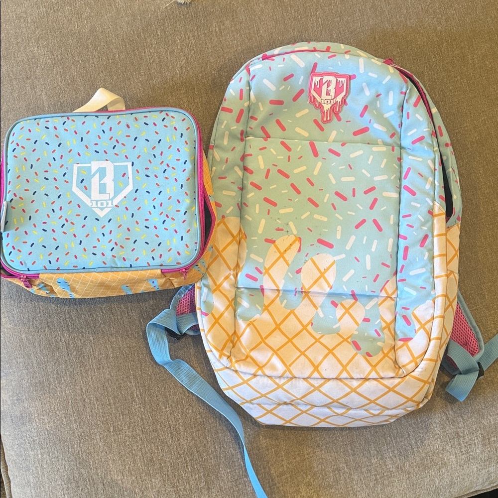 Baseball Lifestyle 101 - Ice Cream Kids Backpack and Lunchbox Set